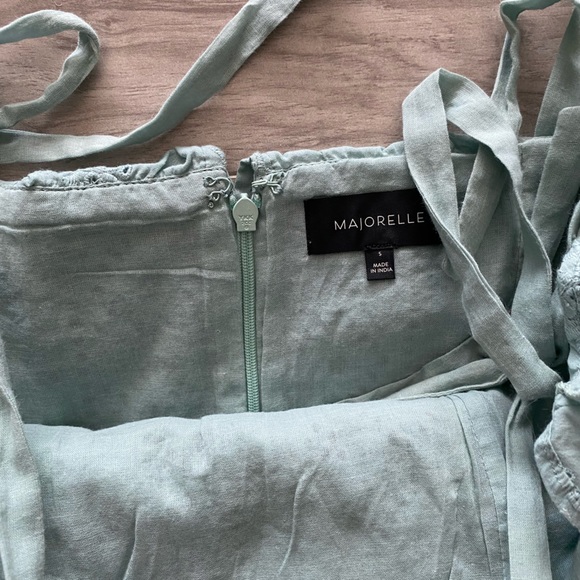 MAJORELLE NWT Teal eyelet shoulder tie dress small NWT NEW ruffles shoulder tie - Picture 3 of 12